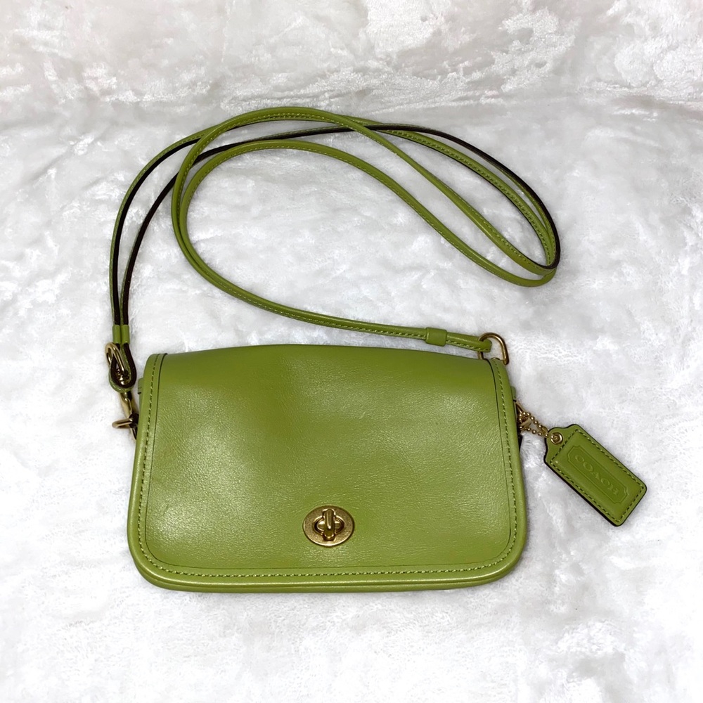 Vintage Coach Crossbody Purse #9755 Green Leather